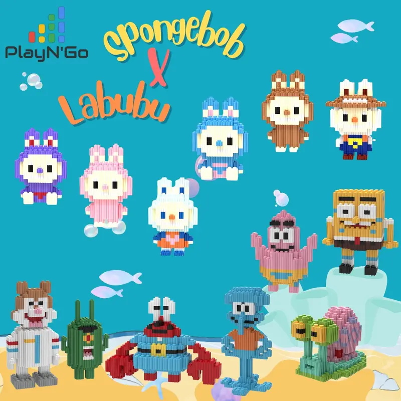 Original Nano Blocks Bricks SPONGEBOB & Friends 3D, Mainan Blok Susun, brick spongebob, Dekorasi Hiasan Karakter Animasi, hadiah Kado Anak 1