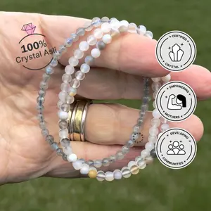 Zupazupazuu Crystal Bracelet 4mm - Gelang Batu Alam Giok Asli Tourmaline Kristal Hoki Merah Pelangi Garnet Kecil Hitam Wanita Stone Bracelet Crystal Citrine Amethyst Ruby