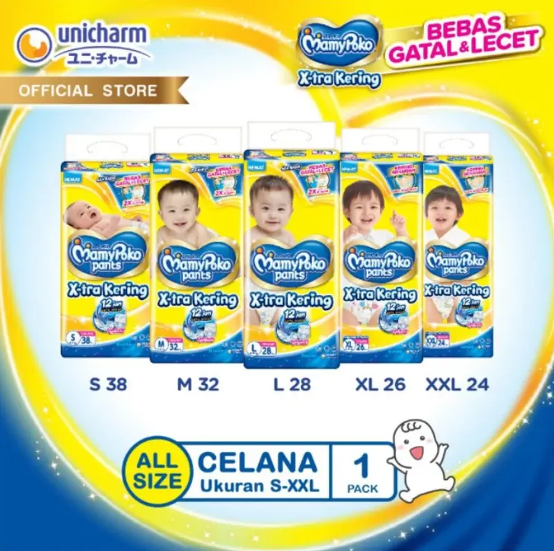 MAMYPOKO Pants Xtra Kering NBS44 S38 M32 L28 XL26 Mami Poko Popok Bayi Mamy Poko 0