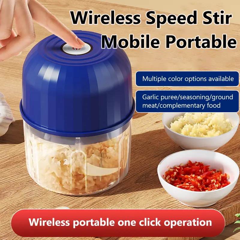 Cordless Electric Food Chopper | Mini Meat Grinder & Garlic Mincer | USB Rechargeable Baby Food Blender | 304 Stainless Steel Blade | Portable for Kitchen/Camping
