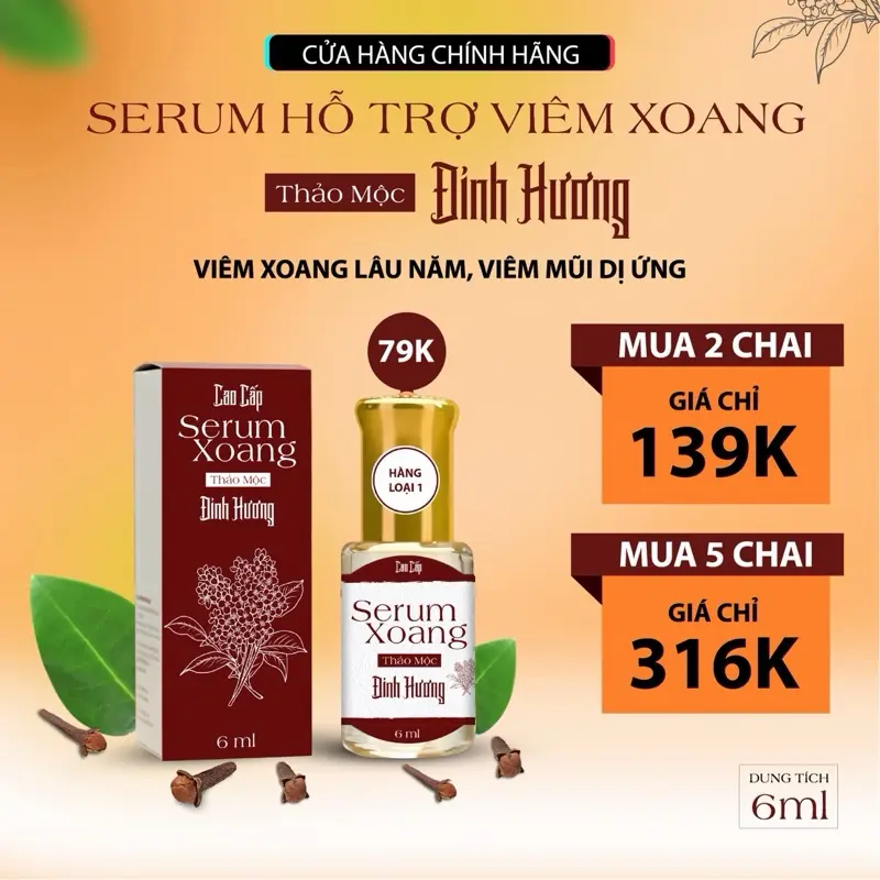 [L01] Serum Hỗ Trợ Viêm Xoang - THẢO MỘC ĐINH HƯƠNG (6ml) - Hỗ Trợ Viêm Xoang, Hỗ Trợ Đau Nhức Đầu Viêm Mũi Dị Ứng, Nhức 2 Cánh Mũi Lan Lên Trán, Chóng Mặt, Nghẹt Mũi.