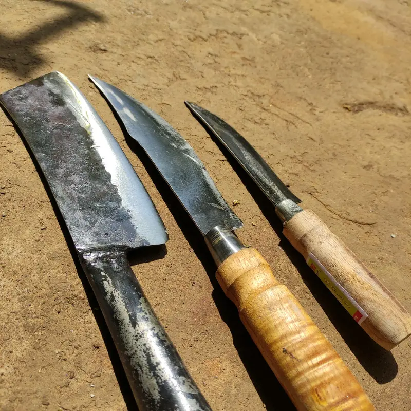 Pisau baja 3 pcs - pisau cacah tulang , potong daging ,seset kulit - pisau baja asli Multifungsi pisa uset 1