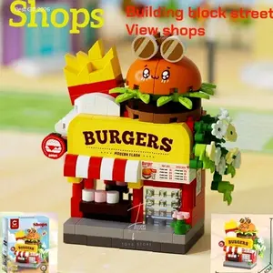 Bricks Street Shop Building Kamera Block Set City Mini Streetscape Toko Burger Nano Susun Puzzle | Kekinian