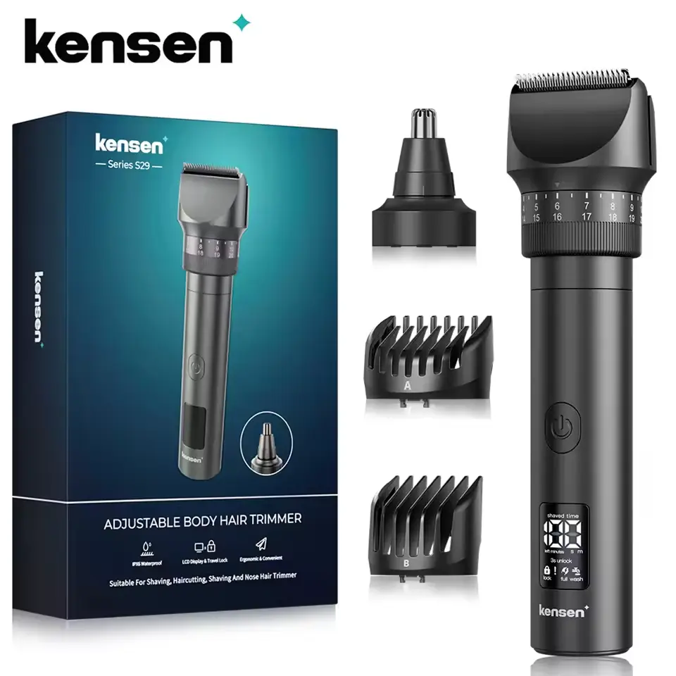 Kensen Hair Tirmmer for Men 2 in 1 Adjustable Hair Clipper Kit Electric Razor Dry/Wet Hair Cutting Machine Nose Hair Trimmer S29