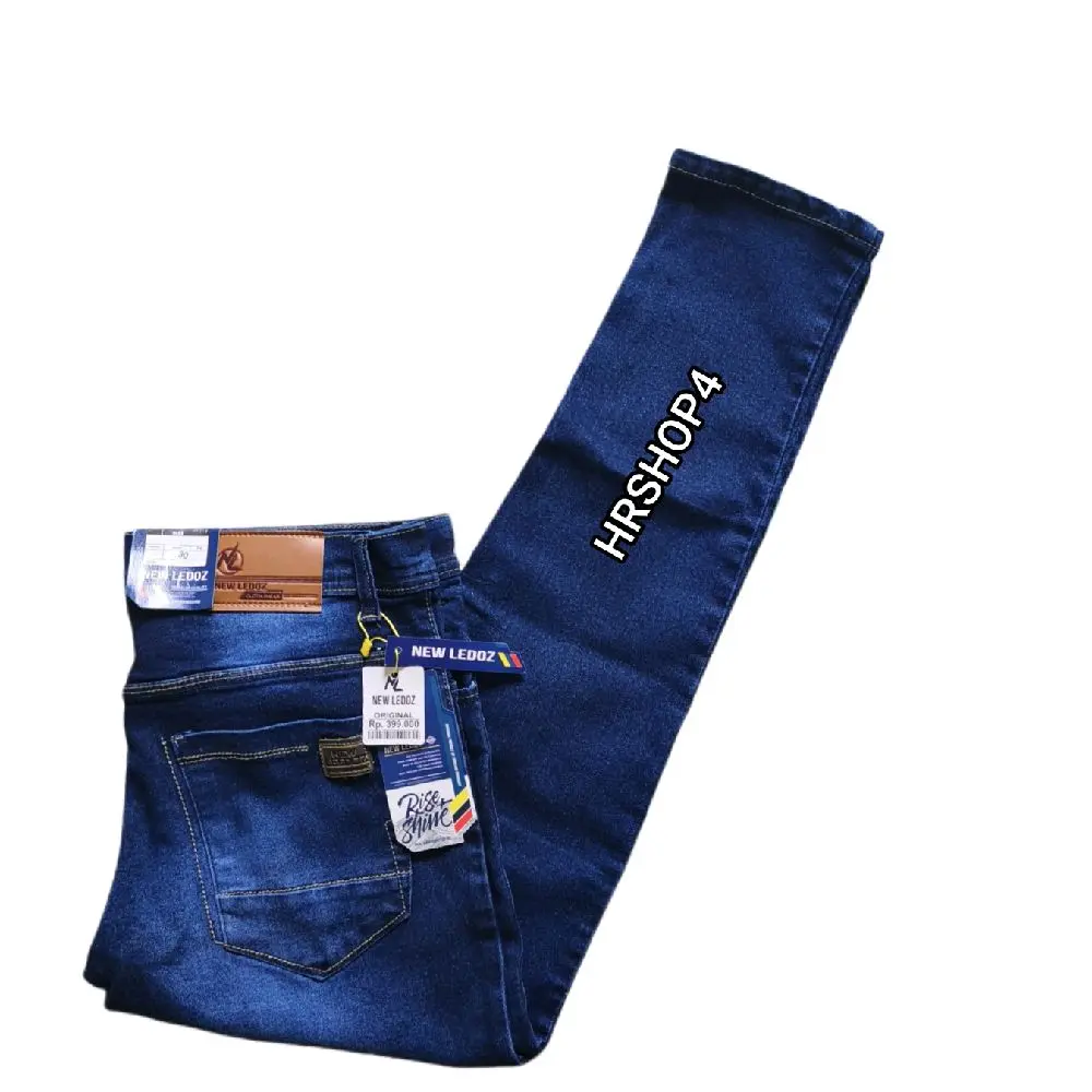Celana Jeans Denim Panjang Pensil Stretch Pria Hitam Navy Biru Nyaman Slimfit Muda Cowok Bahan Melar Size 27-38 terbaru