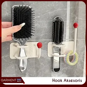 Rak Holder Sisir Tempel Dinding Hook Aksesoris Lucu Minimalis Tempat Gantung Ikat Rambut Headset Kabel Serbaguna