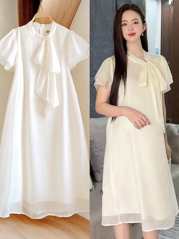 MAMI DEAL TRI ÂN MỞ BÁN váy bầu đầm bầu đi tiệc đầm bầu váy bầu đi đám cưới đầm bầu váy bầu đi bàn váy bầu sang chảnh váy bầu tơ cao cấp màu kem trắng xinh xắn