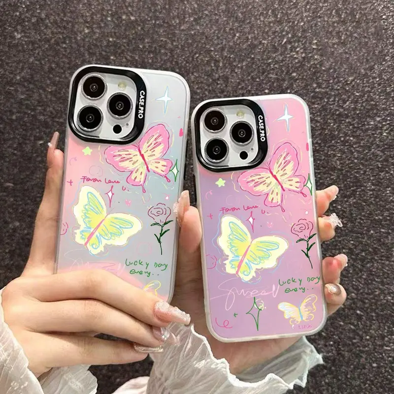 CASE FOR REALME NOTE 60 TERBARU MOTIF SILIKON HYBRID HOLOGRAM AESTHETIC BUTTERFLY WITH CUTIE CHARM 2