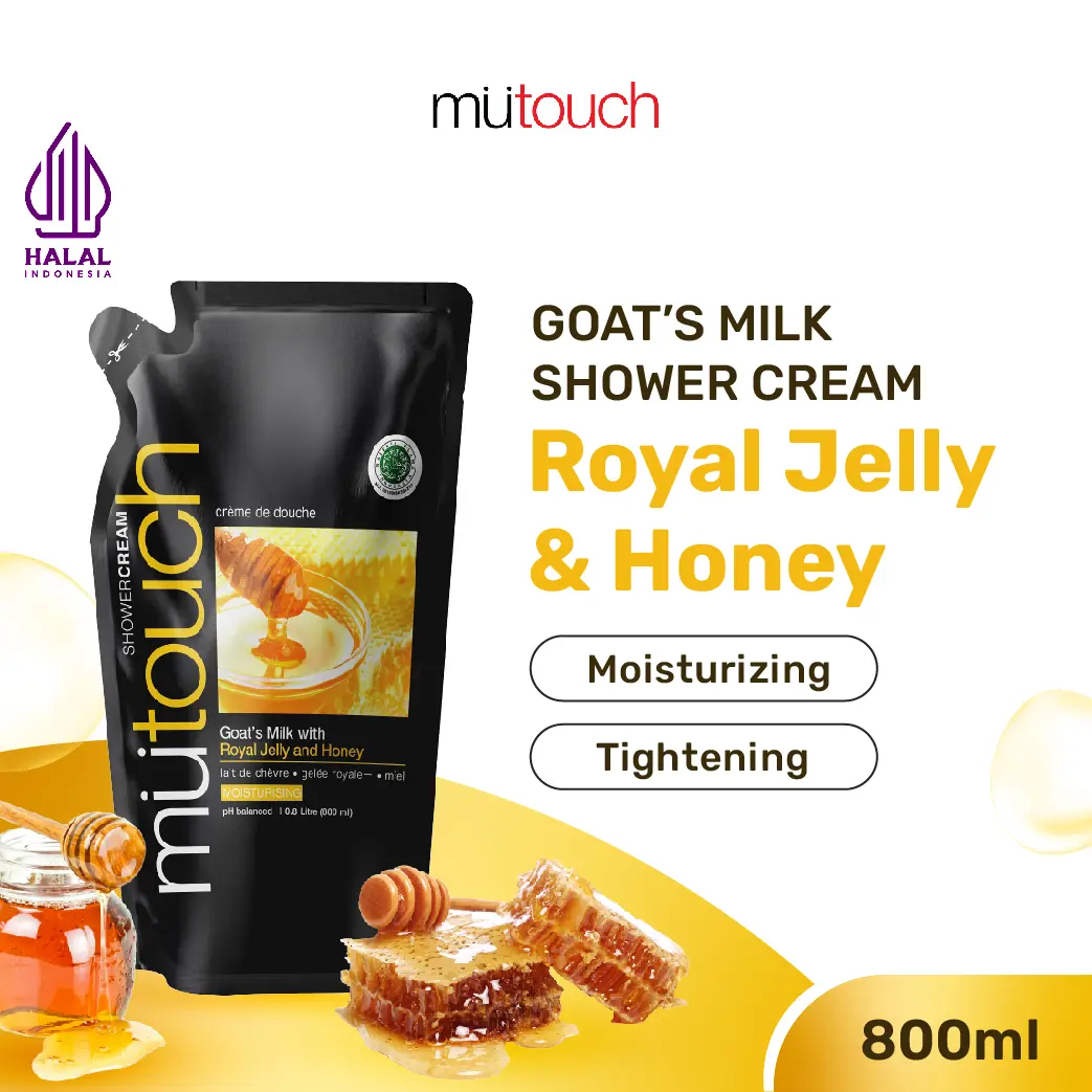 MuTouch Goat's Milk Shower Cream Royal Jelly and Honey 800ml - Sabun Mandi