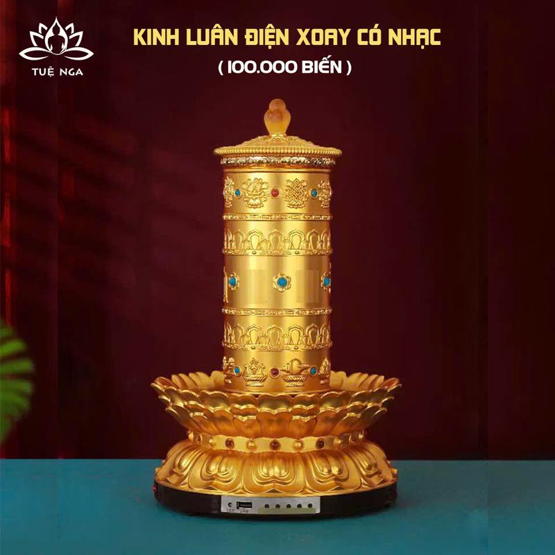 Kinh Luân Xoay Có Nhạc Cao 38cm 100.000 biến có đèn - Tuệ Nga