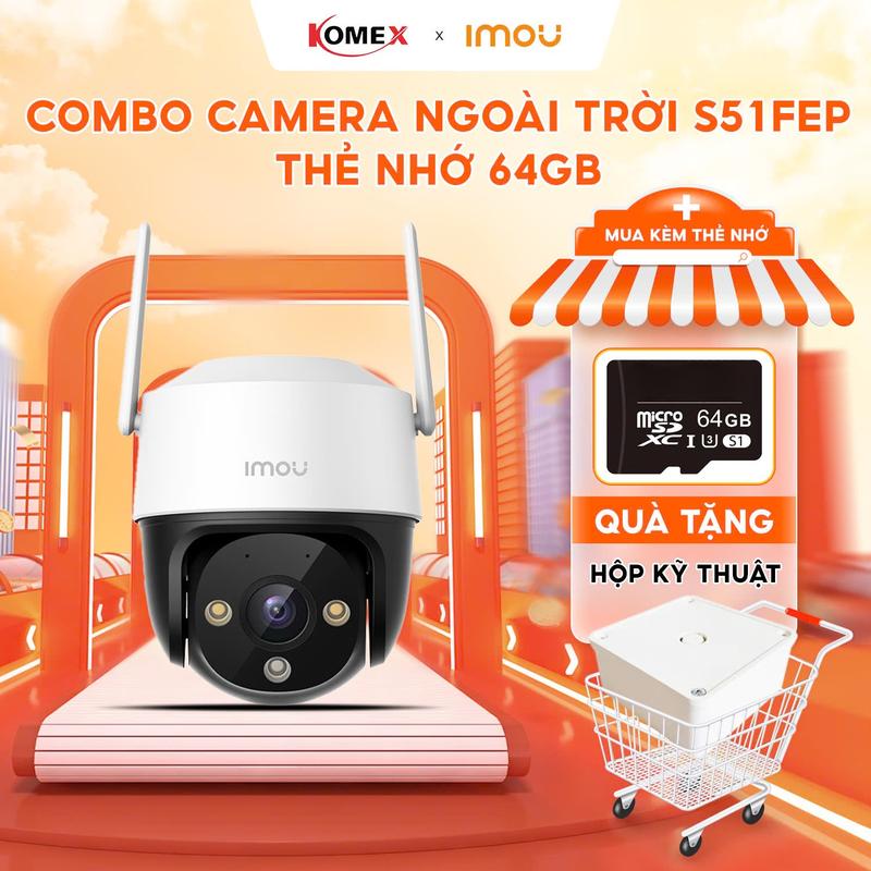 (Combo bán chạy) Camera  Imou S51FEP & Thẻ nhớ 64G (Tặng hộp vuông), Xoay 360 độ, Có mic & loa, Đàm thoại 2 chiều - Imou Komex Store