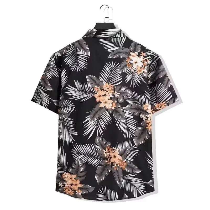 Flower shirt men's Hong Kong style retro Hawaiian loose couple Hainan beach clothes Sanya tourism summer short-sleeved shirt
