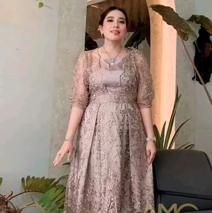 TP89 Dres Mewah Taliana 89z4 Gaun wanita modis simple anggun cantik cocok untuk pesta, natalan, kondangan Formal Tile Satin Brokat 1