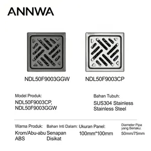 ANNWA Floor Drain Anti Bau Anti Serangga - Drainase Cepat 330ml/s - Warna Silver & Gunmetal - Perlengkapan Kamar Mandi - Floor Drain Khusus untuk Mesin Cuci