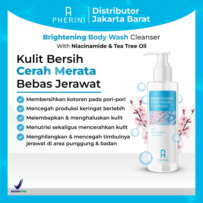 PHERINI BUNDLE ARMPIT BRIGHTENING CREAM + BODYWASH CLEANSER Arbutin Ketiak Hitam Mencerahkan Selangkangan Niacinamide Memutihkan Extract 2
