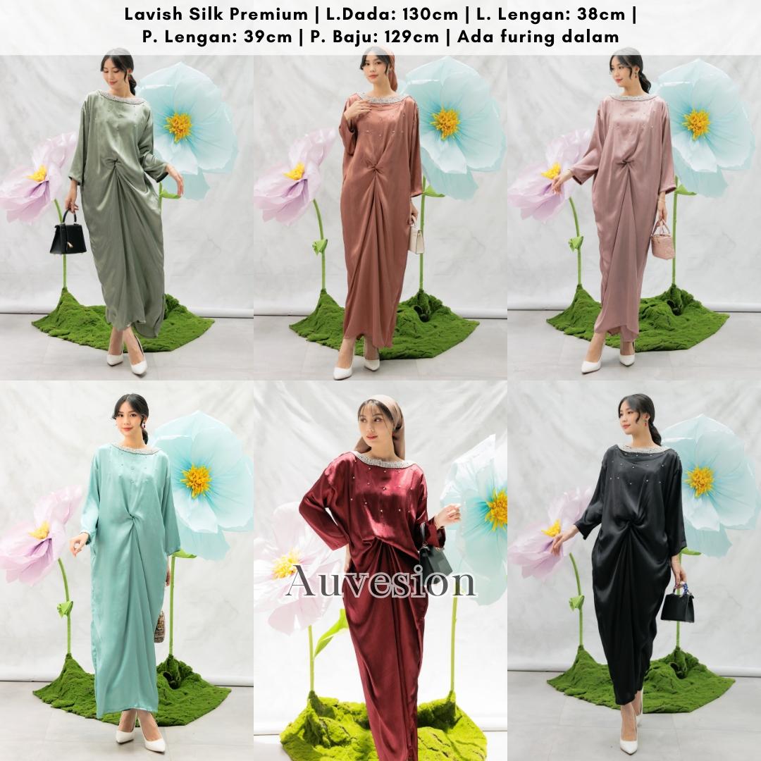 6157 Arnissa Pearl Silk Dress Kaftan Gamis Lebaran