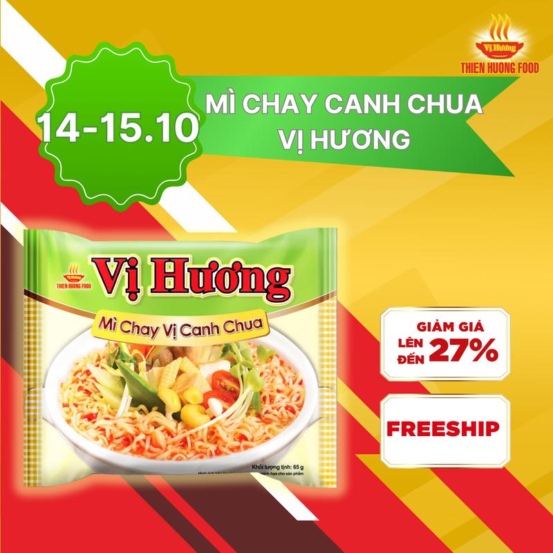 Thùng 30 Mì chay vị canh chua Vị Hương 65gram/gói [TMICH015]