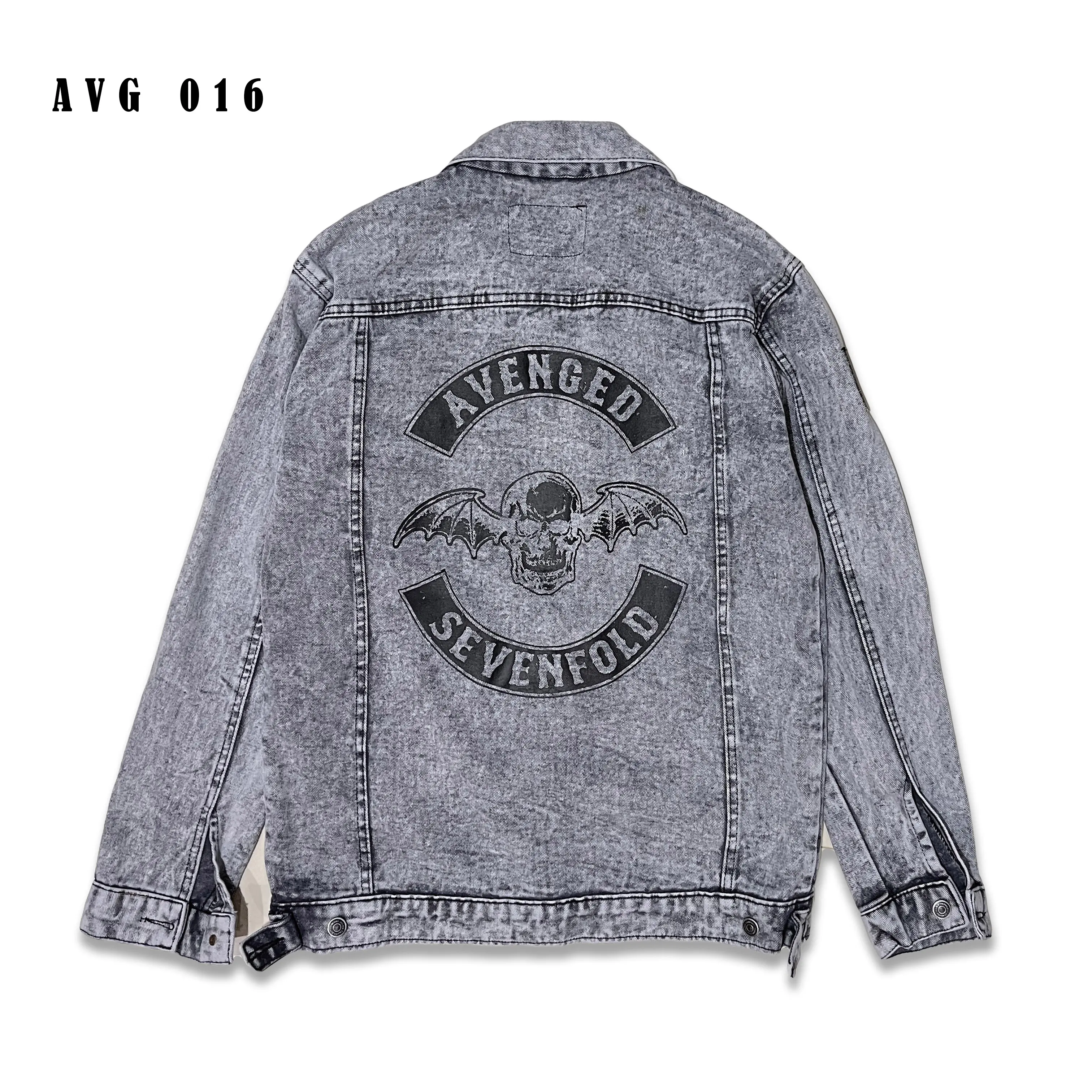 Jaket Denim Sablon Jaket Jeans Pria berkerah nyaman AVG 016