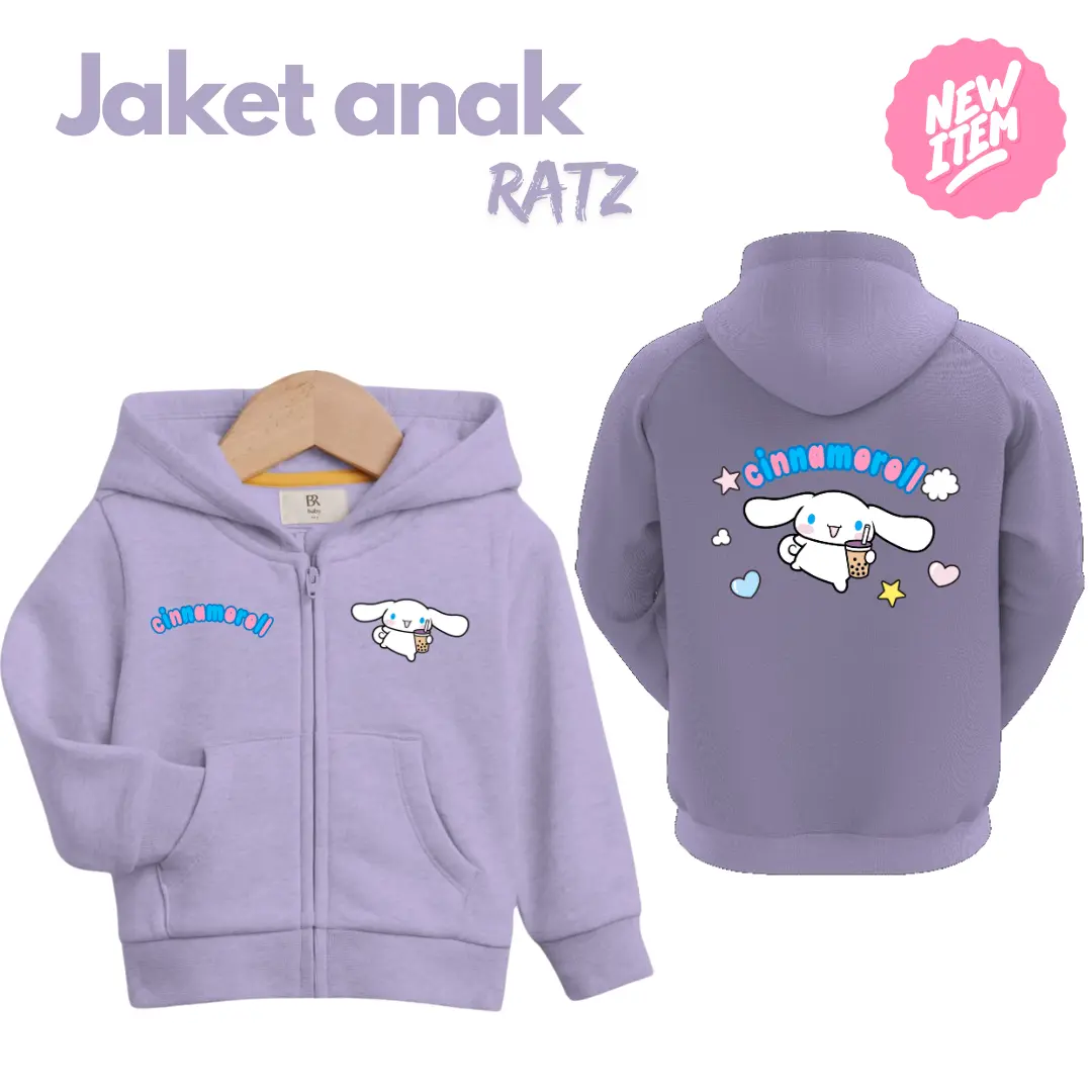 Jaket Hoodie Anak Perempuan Model Zipper Karakter CINNAMOROLL Untuk Usia 1-12 Tahun