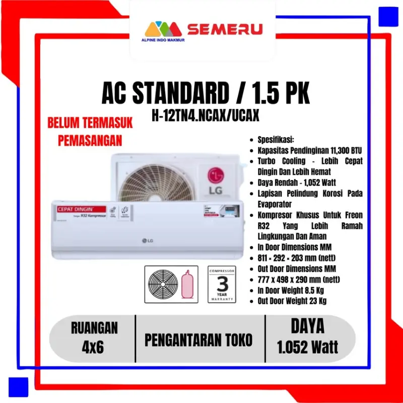 AC STANDARD LG NEW Hercules Air Conditioner Standard Unit Only Khusus Makassar 4