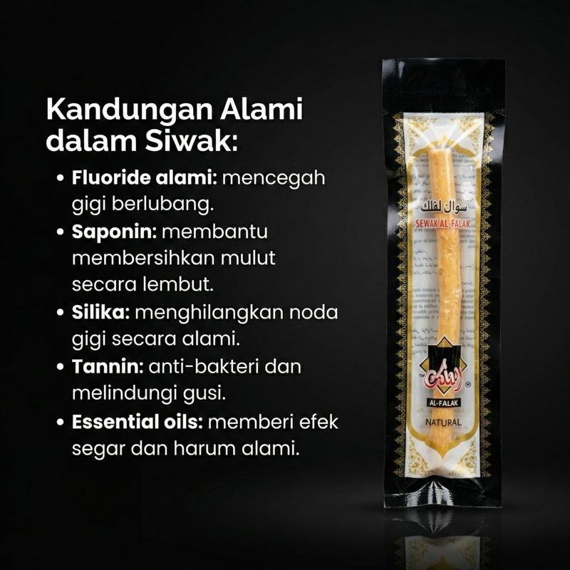 Siwak / Miswak Al-Falak 12 Pcs ( 1 Lusin ) - Sikat Gigi Sunnah tanpa bahan kimia - Alami - Persediaan jangka panjang