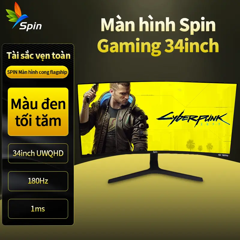 Màn Hình Spin 34inch 3440×1440 UWQHD 1ms Cong1500R Tốc Độ 180Hz Siêu Nhanh Tỷ Lệ 21:9 Siêu Rộng Trải Nghiệm Đắm Chìm