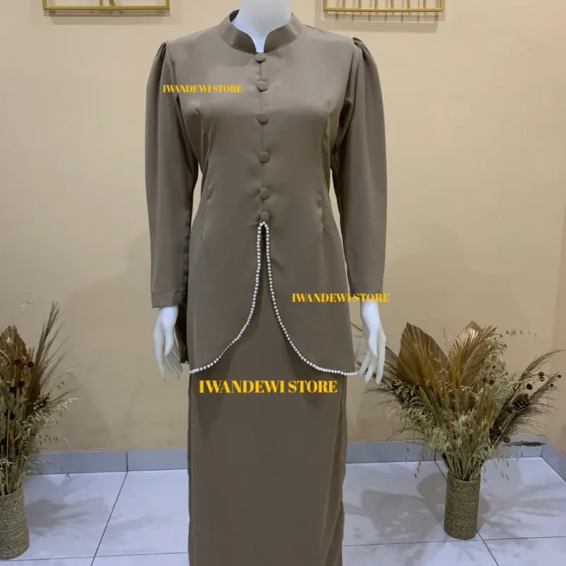 READY STOK ONE SET BAJU KURUNG MELAYU MALAYSIA DRESS PESTA STELAN WANITA BAJU KONDANGAN KEKINIAN TERMURAH Muslim Panjang Pink Navy Kancing Setelan Gamis Mewah Celana Shakila Casual 3