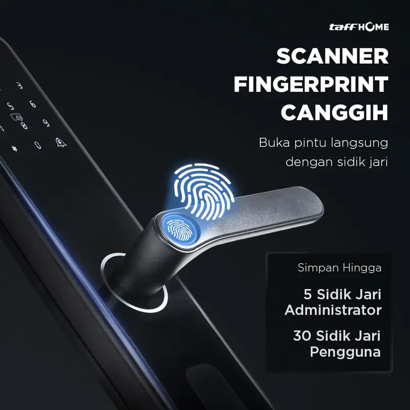TaffHOME Smart Door Lock Fingerprint Password Card Alarm - S203 2