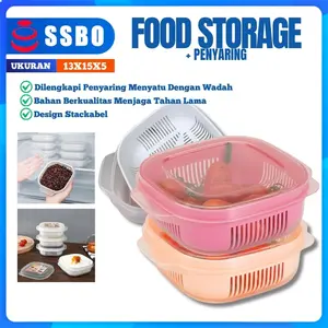 KOTAK PENYIMPANAN MAKANAN DENGAN SARINGAN FOOD STORAGE BAHAN BERKUALITAS ANTI PANAS DAN DINGIN