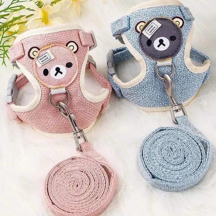 Dây Xích Mèo Và Chó, Có Túi Sau, Mặt Mèo Hoạt Hình, Dây Dắt Thú Cưng