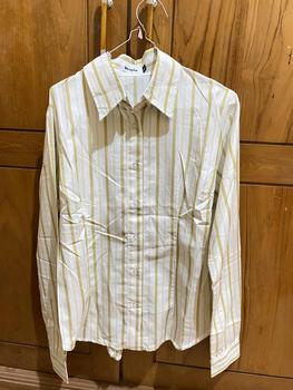 Product Review of Wispie Girl Boss Fitted Shirt | Kemeja kerja wanita fit garis stripe karet Lembut pink hijau biru from l**f 2