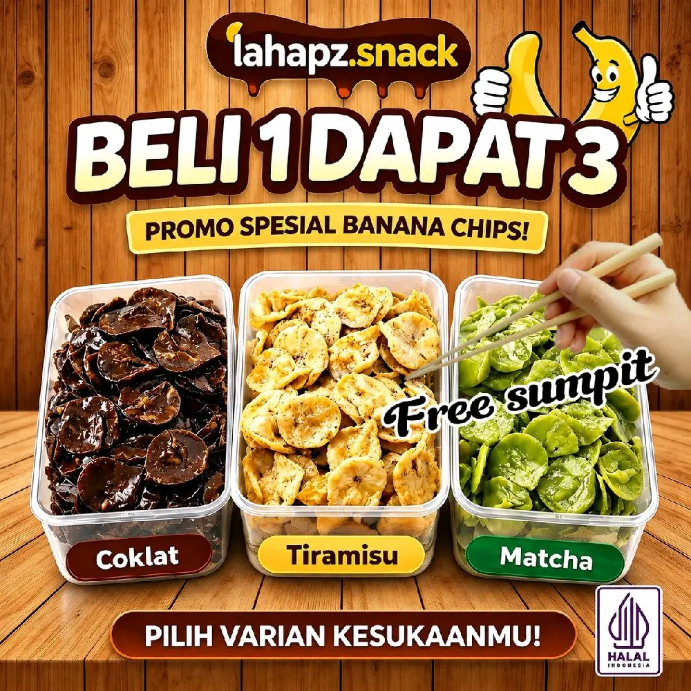 Iahapz.snack Beli 1 Dapat 3 Promo Spesial Kripik Pisang Coklat Lumer Banana Chips Bebas Pilih Varian Rasa Berat Per Bok 150gram Free Sumpit