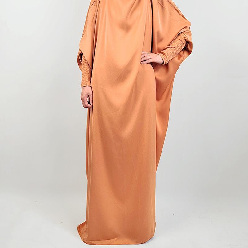 Product Introduction of High quality new selling Muslim large size women's dress solid color tight sleeve gown skirt dress. abaya 6
