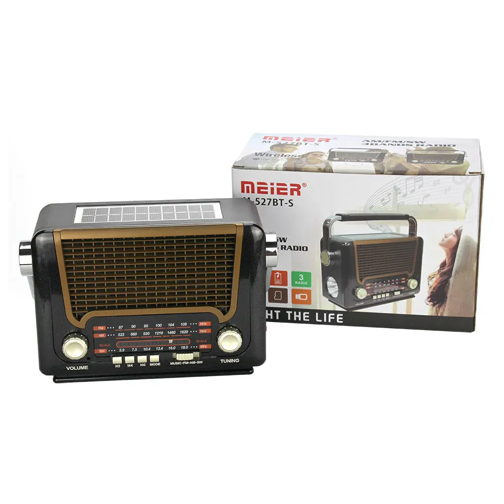 【Gajian sale June】Radio 527BTS FM/AM/SW/Warna acak/ Player Portabel Retro Solar Pengisian dengan Senter Kartu Speaker Bluetooth