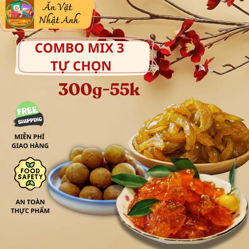 Combo Ô Mai Mix 3 Vị 300G Tự Chọn 3 Trong 20 Loại Ô Mai Mỗi Loại 100G - Ăn Vặt Chua Cay Ngọt Mặn Đậm Đà - Nhà Làm An Toàn VSATTP - Thơm Ngon Chuẩn Vị Truyền Thống - Phù Hợp Mọi Lứa Tuổi Snack Food