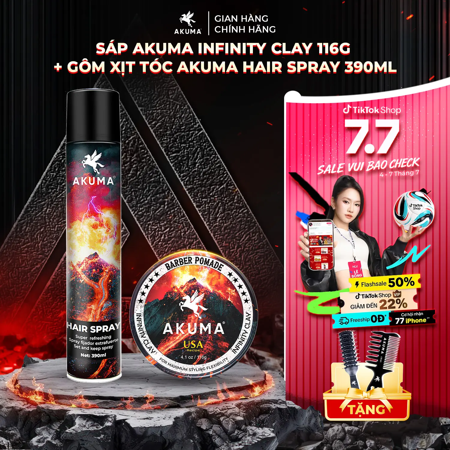 Sáp vuốt tóc AKUMA hàng chính hãng, sáp vuốt tóc nam, giữ nếp, tạo kiểu tóc lên đến 10h, hương nước hoa nam, gôm xịt tóc AKUMA, xịt tạo phồng tóc AKUMA Chăm Sóc Tóc Dưỡng Tóc Serum