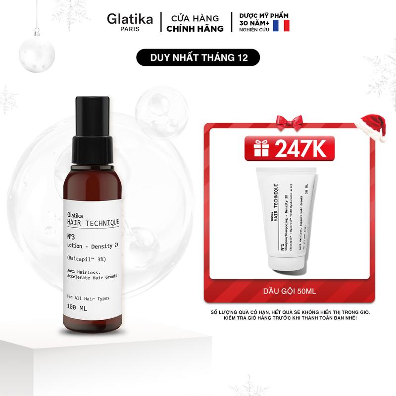 Lotion xịt dưỡng tóc và hỗ trợ mọc tóc 3% Baicapil - Glatika Hair Technique 100ml