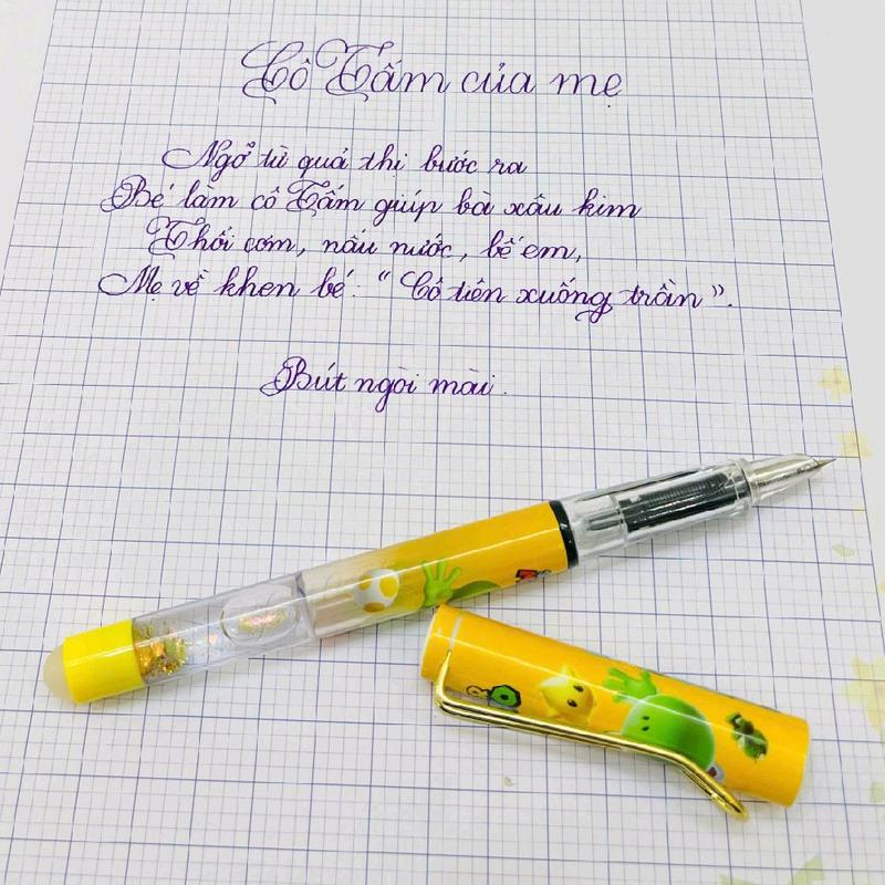  Bút Máy Xóa Tiểu Học Ngòi Mài 0.38mm Cho HS Tiểu Học 1-3 Tặng Piston Bơm Mực 