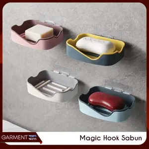 Tempat Sabun Batang Tempel Dinding Magic Hook Holder Kamar Mandi Kuat Tebal Kuning