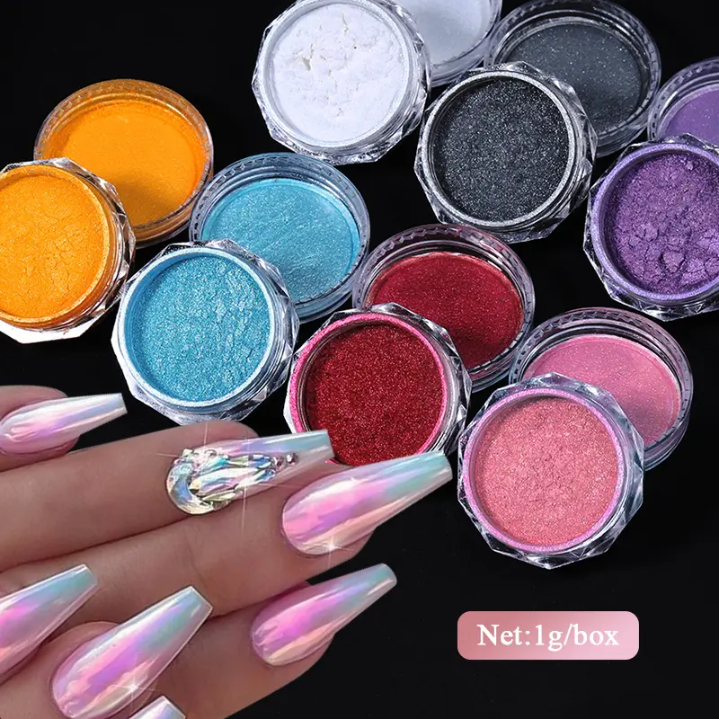 1g/Box Gradient Pearlescent Mirror Nail Powder Pigment Dust UV Gel Polish Art Chrome Powder Decoration 56796