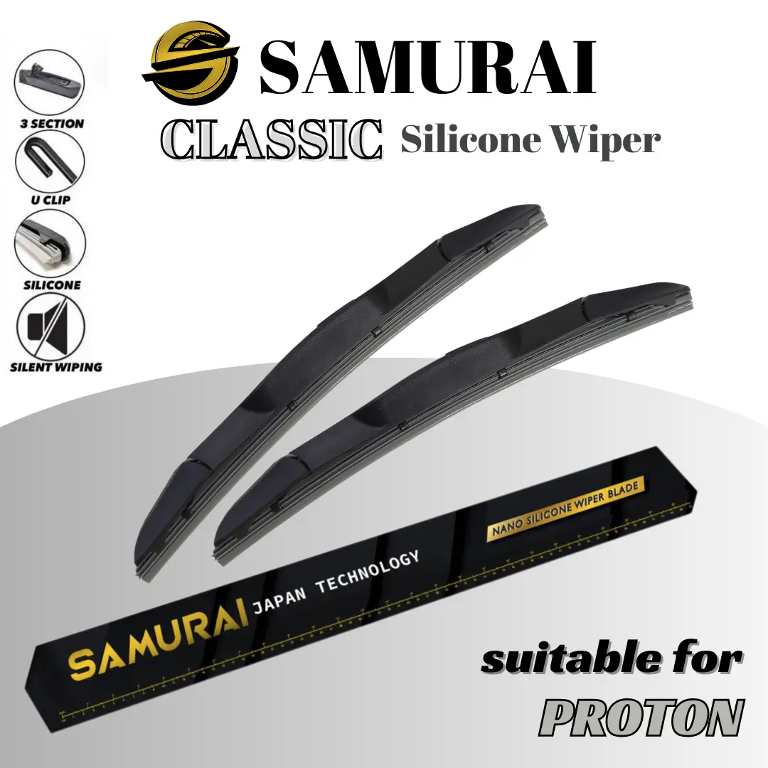 [Proton] Samurai Classic Silicone Wiper Blade_1 Pasang [Automotive Car Windshield Wiper]