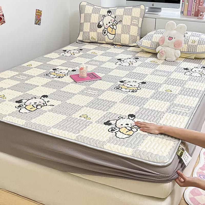 Chiếu điều hoà bọc chun trần bông kèm 2 vỏ gối - chất vải thun lạnh mềm mịn, thoáng mát bọc chun cho nệm dưới 25cm