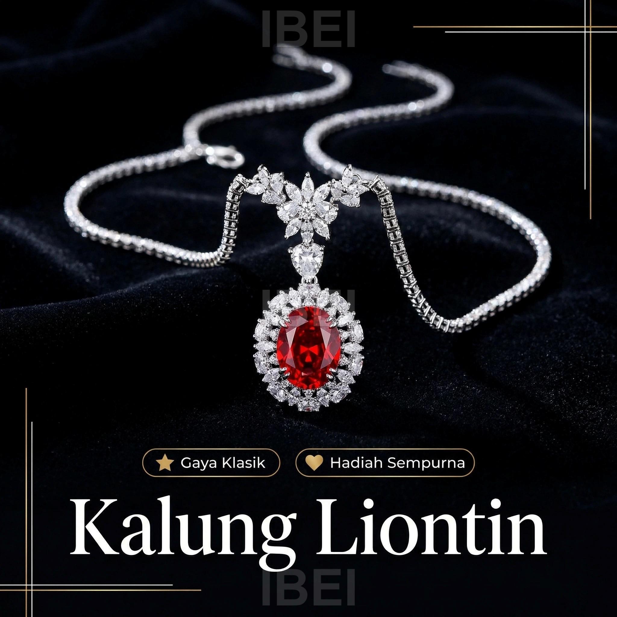 IS27R  Kalung liontin bergaya mewah, anting-anting zirkon dan rubi kelas atas, anting-anting bergaya vintage, dan cincin batu permata berwarna untuk wanita.