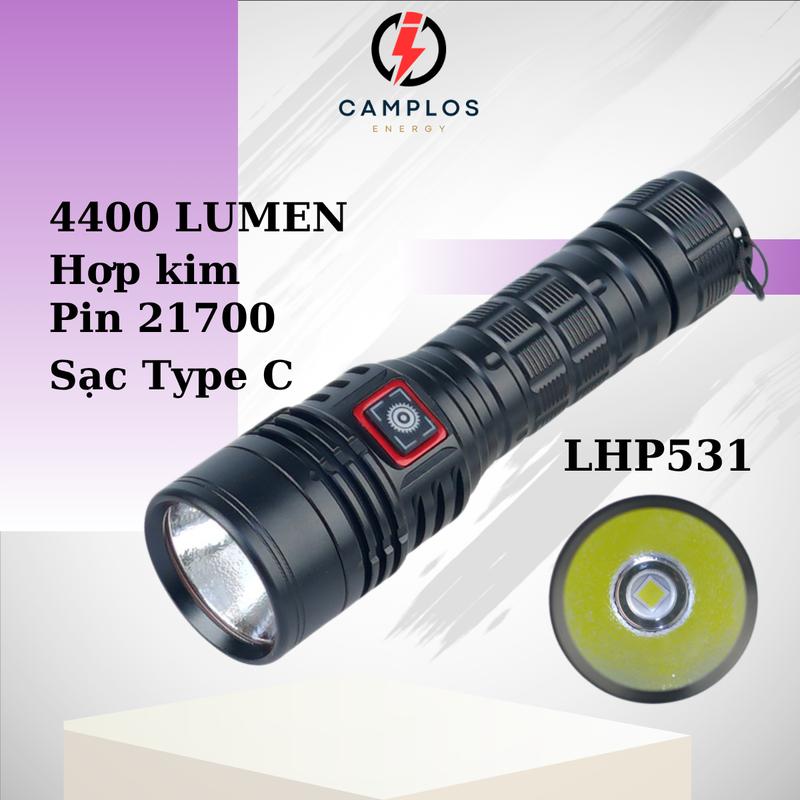 Đèn pin siêu sáng BT40 pro 4400 lumen led LHP531 50.3 HI đèn bin cầm tay pin 21700 chiếu xa hợp kim nhôm chống nước