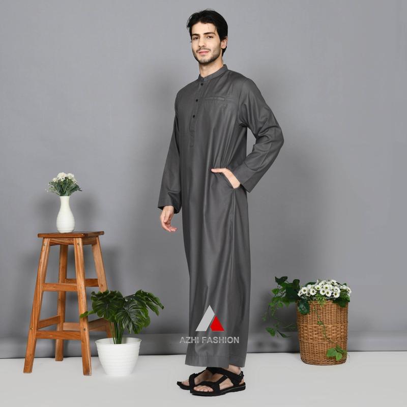 Product Introduction of Jubah Pria Dewasa Lengan Panjang Polos Toyobo Gamis Muslim Katun Hitam 8