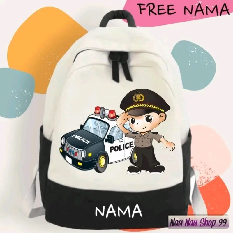 (FREE NAMA) TAS RANSEL ANAK KARAKTER POLISI KEREN BUAT ANAK 1