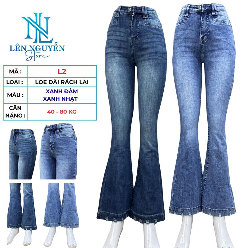 L2 Len Nguyen Store Quần Jean Bò Nữ Loe Dài Dài 95-98cm Màu Xám Xanh Size 40kg-80kg Thiết Kế Lưng Cao 2 Nút Co Giãn Mền Mịn Bigsize Skinny Ống Ôm Phong Cách Năng Động Trẻ Trung Tự Tin. Women Pants Denim quần xs