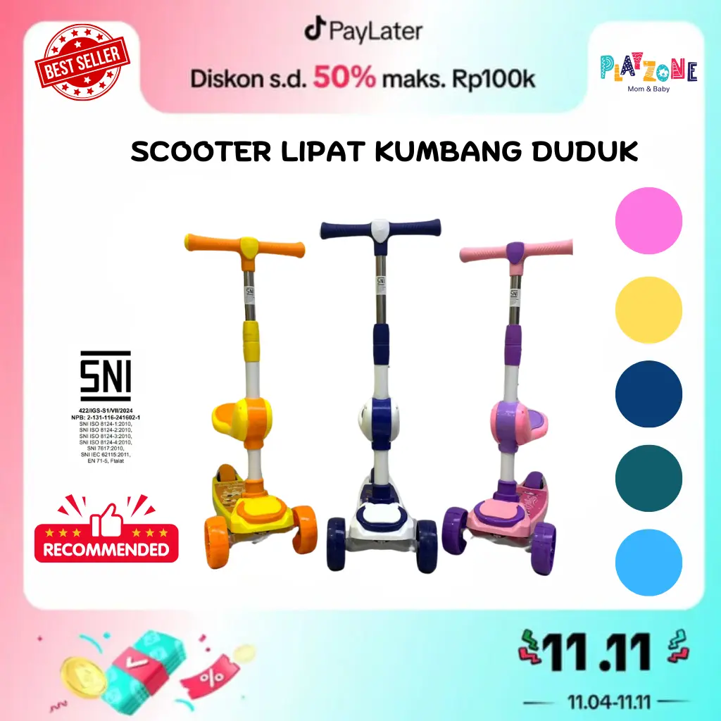 [PZ] COD SNI / Scooter Sepeda Duduk / Mainan Anak Skuter Otoped 3 Roda 2in1 / Ada Musik Lagu / Lampu Roda Menyala Plastik Toys