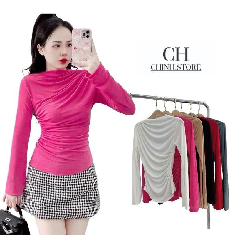 A14- Áo thun nhũ  kiểu Nữ Tay LOE nhún cổ eo co dãn 4 chiều Women BIGSIZE (40kg- 70kg)