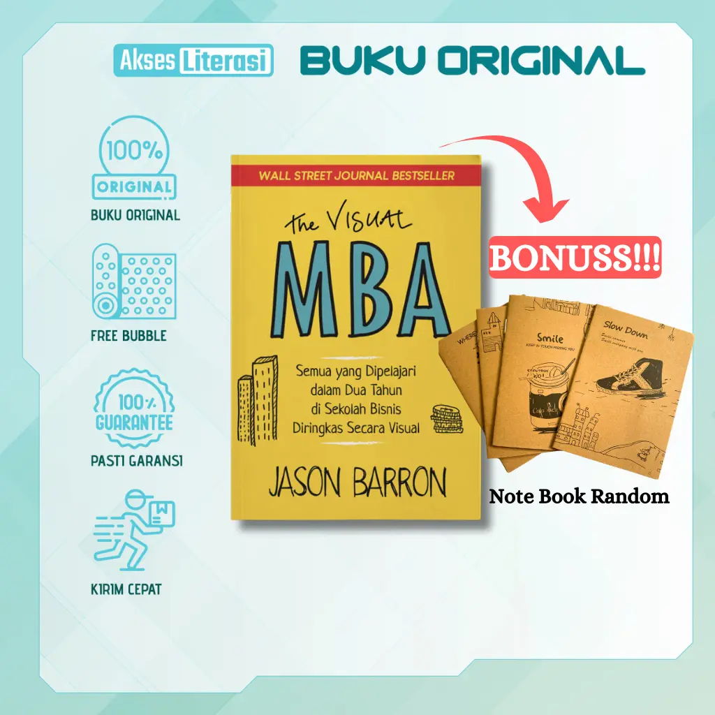 FREE BUBBLE WRAP - The Visual MBA (Semua yang Dipelajari dalam Dua Tahun di Sekolah Bisnis Diringkas Secara Visual) - Jason Barron - ORIGINAL!!